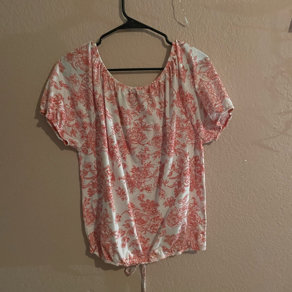 Pink floral blouse